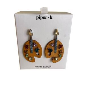 Jeweled Artists Color Palette Earrings w/ Glass Stones in a variety of colors.